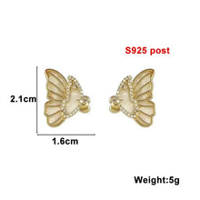 Load image into Gallery viewer, White Flower &amp; Butterfly Dangle Earrings – Acrylic Pearl Heart Jewelry
