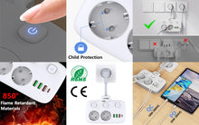 Load image into Gallery viewer, LDNIO Power Strip Adapter for Europlug 4 USB Output Electrical Socket With Extension Cable Surge Protector Home Plug SE2435
