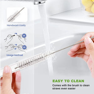6Pcs 31cm Vacuum Cup Straws with Cleaning Brush for Stanley 40oz Adventure Quencher Insulated Cup Travel Tumbler Reusable Straw