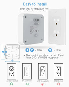 TESSAN Multi Outlet Splitter with 8 AC Outlets & 3 USB (1 USB C) Surge Protector Multi Outlet Extender for Home Office Dorm