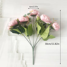 Load image into Gallery viewer, 30cm Rose Pink Silk Peony Artificial Flowers Bouquet 5 Big Head and 4 Bud Cheap Fake Flowers for Home Wedding Decoration indoor
