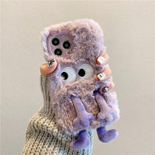 Load image into Gallery viewer, 3D Cute Hairy Fluffy Fur Plush Winter Warm Phone Case For iPhone 14 13 12 11 Pro Max Plus Soft Cartoon Back Cover  Cute Fuzzy Furry Case Fashion Luxury Case

