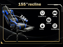 Load image into Gallery viewer, Gaming Chair with Footrest, PU Leather Video Game Chairs for Adults, Reclining Gamer Chair Office Desk Chair

