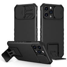 Load image into Gallery viewer, Blue Shockproof Adjustable Stand Case For iPhone 14 13 12 11 Pro Max Built Slide Camera Protection Case With Kickstand Shockproof Protection Modern Design for iPhone
