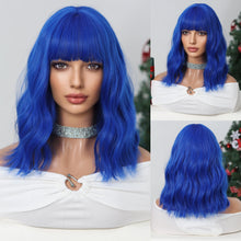 Load image into Gallery viewer, Short Straight Bob Wigs for Women Black Brown Synthetic Natural Hair Wig with Bangs Heat Resistant Cosplay Daily Use Hair
