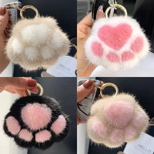 Load image into Gallery viewer, Cat Paw Plush Keychain – Cute Fluffy Faux Fur Pendant for Bags &amp; Keys
