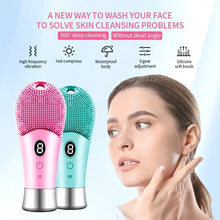Load image into Gallery viewer, Electric Silicone Facial Cleanser Massager 9 Gear Sonic Waterproof Rechargeable Exfoliating Electric Face Scrubber Clean Brush
