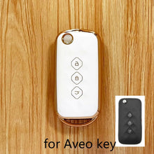 Load image into Gallery viewer, 3 Bottons Tpu Flip Car Key Case Cover Shell for Chevrolet Aveo 2024 Car Key Holder Remote Control Key  Keychian Accessories
