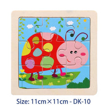 Load image into Gallery viewer, 11cm/4.33in Kids Wooden Jigsaw Puzzle Games Cartoon Animal Vehicle Pattern Children Montessori Educational Toys
