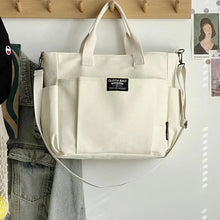 Load image into Gallery viewer, Urban Minimalist Female Student Large Capacity Commuting Horizontal Canvas Single Shoulder Diagonal Cross Portable Tote Bag

