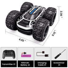 Load image into Gallery viewer, RC Stunt Car with LED Lights - 360° Rotating Double-Sided Remote Control Car for Kids, 2.4GHz, Black
