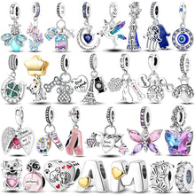 Load image into Gallery viewer, 925 Sterling Silver Pink Butterfly &amp; Luminous Firefly Charm – Dangle Bead for Bracelet or Necklace | Elegant DIY Jewelry Gift for Women
