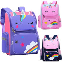 Load image into Gallery viewer, Kid Unicorn Backpack for Girls – Rainbow Eyes Waterproof School Bag
