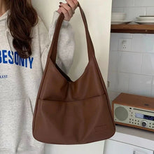 Load image into Gallery viewer, Large Capacity Black Leather Tote Bag – Women’s Casual Shoulder Bag
