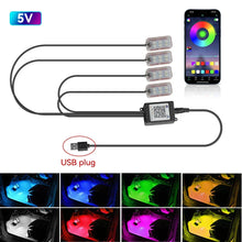 Load image into Gallery viewer, LED Car Interior Ambient Lights Kit - RGB Foot Strip Lighting with Remote &amp; App Music Control
