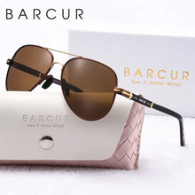 Load image into Gallery viewer, BARCUR Oversize Polarized Sunglasses for Women Trendy Double Beam Design Metal Elliptical Frame with UV400 Protection Fashionable Sun Glasses for Summer Outdoor &amp; Daily Wear
