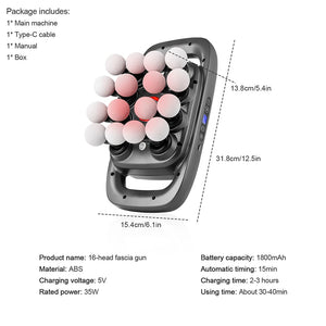 16-Head Fascia Gun High-Frequency Vibration Body Massage Gun Waist and Back  Massager Neck Shoulder Massager Muscle masajeador