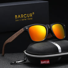 Load image into Gallery viewer, BARCUR Black Walnut Polarized Sunglasses for Men UV400 Sunscreen Protection Wooden Frame Polarized Lenses Presented in an Original Brand Box for Summer
