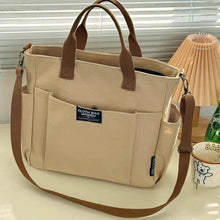 Load image into Gallery viewer, Urban Minimalist Female Student Large Capacity Commuting Horizontal Canvas Single Shoulder Diagonal Cross Portable Tote Bag
