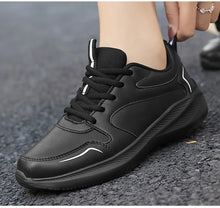 Load image into Gallery viewer, Women Running Shoes PU Leather Lace-up Men Warm Light Walking Sneaker Fitness Sport Flats Comfortable Black Size 35-44 Loafers
