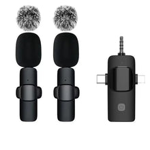 Load image into Gallery viewer, Basix Wireless Lavalier Microphone Audio Recording Mini Replaceable Windproof Wool Microphone for iPhone16 Shoot vlog YouTube
