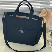 Load image into Gallery viewer, Urban Minimalist Female Student Large Capacity Commuting Horizontal Canvas Single Shoulder Diagonal Cross Portable Tote Bag
