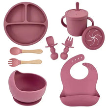 Load image into Gallery viewer, Food Grade Silicone Baby Feeding Dish Set Suction Plate Cup
