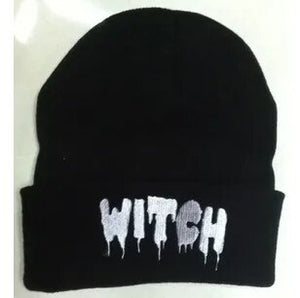 Europe and The United States Men and Women's Hip-Hop WITCH Embroidery Knitted Wool Elastic Beanies Hat Ski Cap RX087