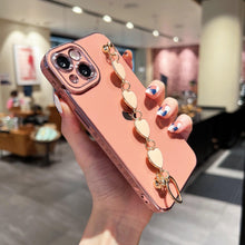Load image into Gallery viewer, Luxury Love Heart Elegant Sparkle Case With Chain Bracelet Strap Soft Protective Bumper Cover Compatible with iPhone  Bracelet soft case for iPhone 12 Pro Max 11 pro max X XS XR 7 8 Plus Stylish Phone Cover
