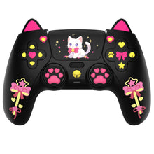 Load image into Gallery viewer, PlayVital Silicone Cover w/Joystick Caps and Sticker for ps5 Controller,  for ps5 Charging Dock - Sweetheart Kitty Black
