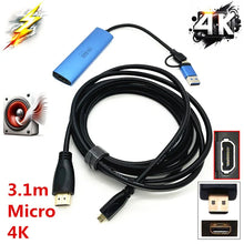 Load image into Gallery viewer, 2in1 USB &amp; Type-C to Micro / Mini HDMI-compatible Video Capture Card Live Streaming Cable for Sony Canon Nikon Fuji Camera PC 4K
