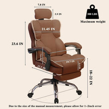 Load image into Gallery viewer, Executive Office Chair with Foot Rest High Back Office Chair Computer Gaming Chairs Big and Tall PU Leather Office Brown
