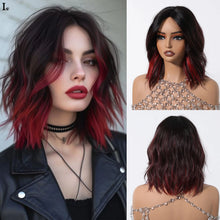 Load image into Gallery viewer, Short Straight Bob Wigs for Women Black Brown Synthetic Natural Hair Wig with Bangs Heat Resistant Cosplay Daily Use Hair
