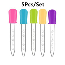 Load image into Gallery viewer, 5Pcs/Set 5ML Child Baby Droppers Plastic Silicone Baby Pipettes Devices Infant Droppers Feeders Pipette For School Lab Supplies
