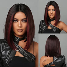 Load image into Gallery viewer, Short Straight Synthetic Wigs for Women Blonde to Brown Ombre Bob Wigs with Bangs Daily Cosplay Party Heat Resistant Fake Hair
