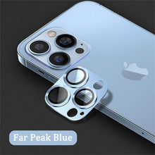 Load image into Gallery viewer, Camera Lens Metal Protector Glass For iPhone 14 13 Pro Max 13 Mini Back Lens Cap On iPhone 14 Plus Full Cover Protective Cases Metal Camera Cover with Tempered Glass Screen Protector
