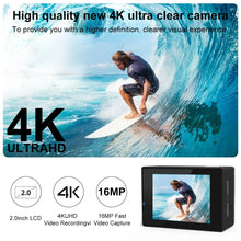 Load image into Gallery viewer, 4K Action Camera A1 Ultra HD WiFi 12MP 2" LCD 30M Waterproof 170D Remote Control Helmet Bicycle Video Camera Outdoor Sport Cam
