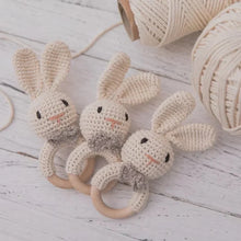 Load image into Gallery viewer, Baby Crochet Rattle Wooden Teether Toy BPA Free
