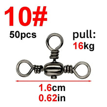 Load image into Gallery viewer, 50PCS/Bag Fishing Accessories Black Nickel Plating Three-Prong Connector T-Swivel Sub-Line Splitter Outdoor Fishing Bazi Ring
