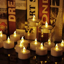 Load image into Gallery viewer, Candlium 12 Pack Warm Yellow LED Flameless Tea Light Candles 200+ Hours Battery Powered Perfect For Wedding Anniversary Decor

