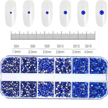 Load image into Gallery viewer, 2400+ Shiny Clear Crystal Nail Rhinestones - Mixed Sizes &amp; Shapes Flatback Gems
