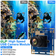 Load image into Gallery viewer, ELP 1080P Camera Module 2.0Megapixel 1920*1080 CMOS OV2710 MJPEG 30fps/60fps/120fps Mini Usb Endoscope Mini USB Camera Module
