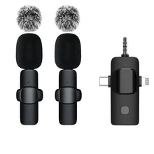 Load image into Gallery viewer, Basix Wireless Lavalier Microphone Audio Recording Mini Replaceable Windproof Wool Microphone for iPhone16 Shoot vlog YouTube
