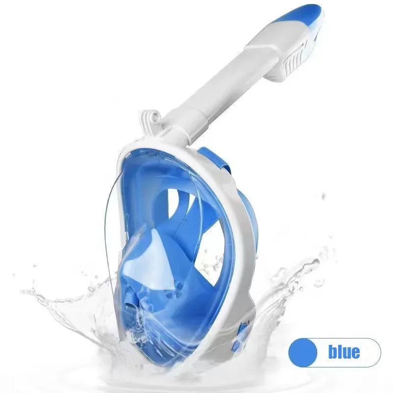 Full Face Snorkel Mask with Detachable Camera Mount,Snorkeling Swimming Diving Mask Wide View Anti-Fog Anti-Leak for Adult Kids