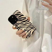 Load image into Gallery viewer, Luxury Zebra Pattern PU Leather Phone Case for iPhone 7 8 Plus X XR XS 11 12 13 14 Pro Max Soft Silicon Cover Girl Black White Zebra Print Phone Cover Black Soft Leather Black White Case For iPhone
