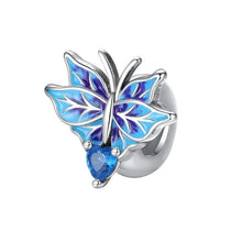 Load image into Gallery viewer, 100% 925 Sterling Silver Rainbow Zircon Butterfly Dragon Silicone Stopper Charms - Colorful Beads for DIY Bracelets, Customizable Jewelry for All Occasions
