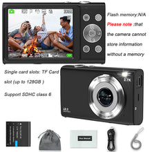 Load image into Gallery viewer, 4K Digital Camera Autofocus Vlogging Camera HD 48MP with 2.8" Large Screen Camcorder Camera for Photography for Kid Adult
