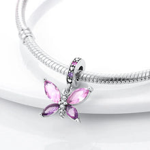 Load image into Gallery viewer, Original 925 Sterling Silver Colorful Butterfly Charms Beads - Fit S925 Bracelet &amp; Necklace, Zircon Accents, Fine DIY Birthday Jewelry Pendant
