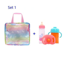 Load image into Gallery viewer, Baby Doll Feeding Bottle Set Baby Care Toy Stroller 2pcs Milk And Juice Bottles With Toy Pacifier Baby Doll Accessories
