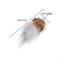 Load image into Gallery viewer, Plush-Fox Tail Keychain Furry Racoon Tail Keyring Keychain 28cm Animal Tail Key-Pendant Pompoms Keyring Holder Bag-Decor
